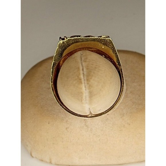 Size 10 Brass DAD Gold Tone Ring with‎ Multicolor Rhinestones (10c1) - Picture 5 of 7